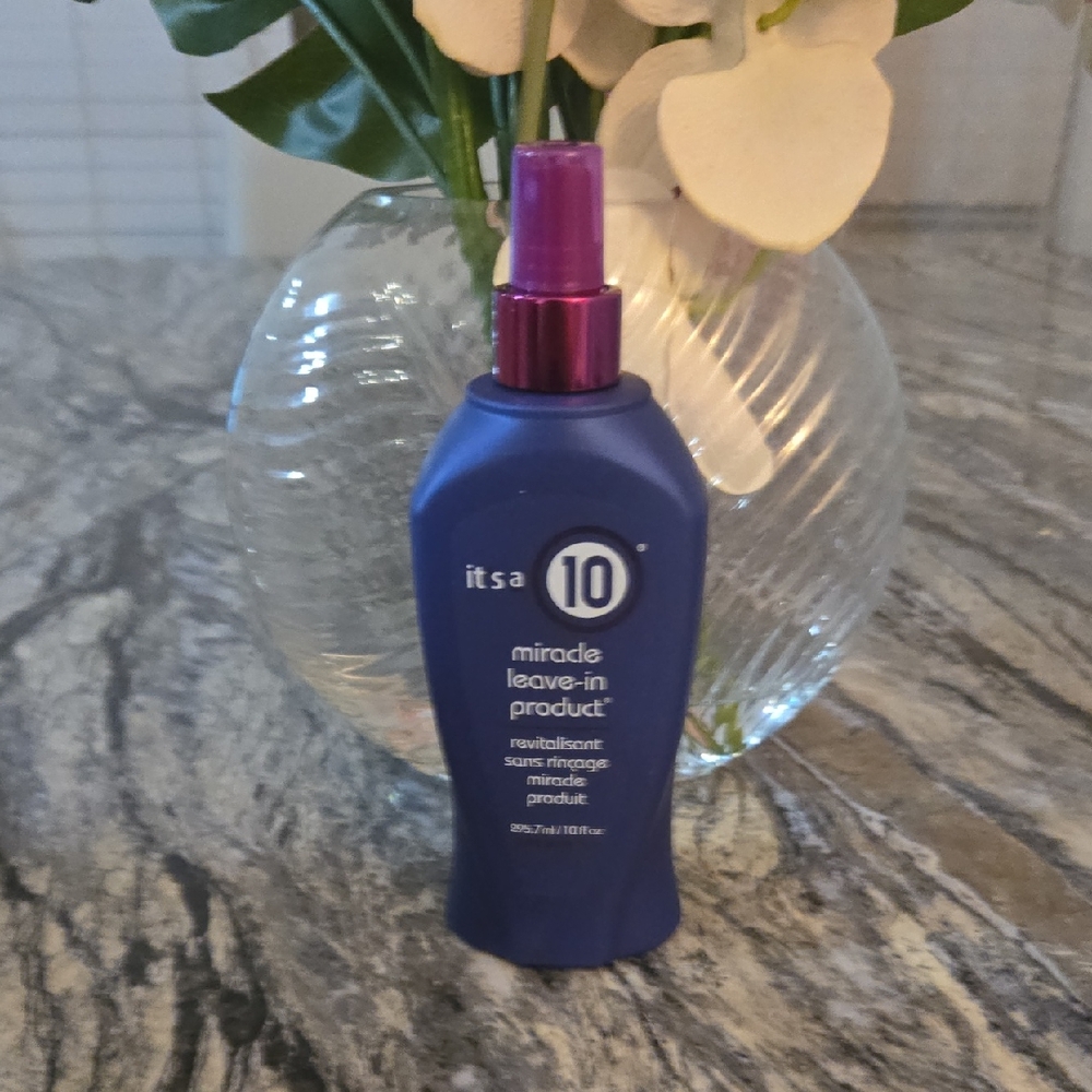 It’s a 10 Miracle Leave-In Product — Blue Bottle with Pink Cap